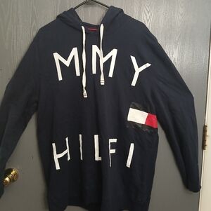 Tommy Hilfiger Men’s Navy Blue Hoodie Spell Out Logo Size XXL